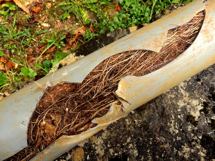 Root intrusion build up inside pipe